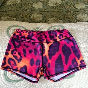 Rainbow Leopard Booty Shorts - size Medium
